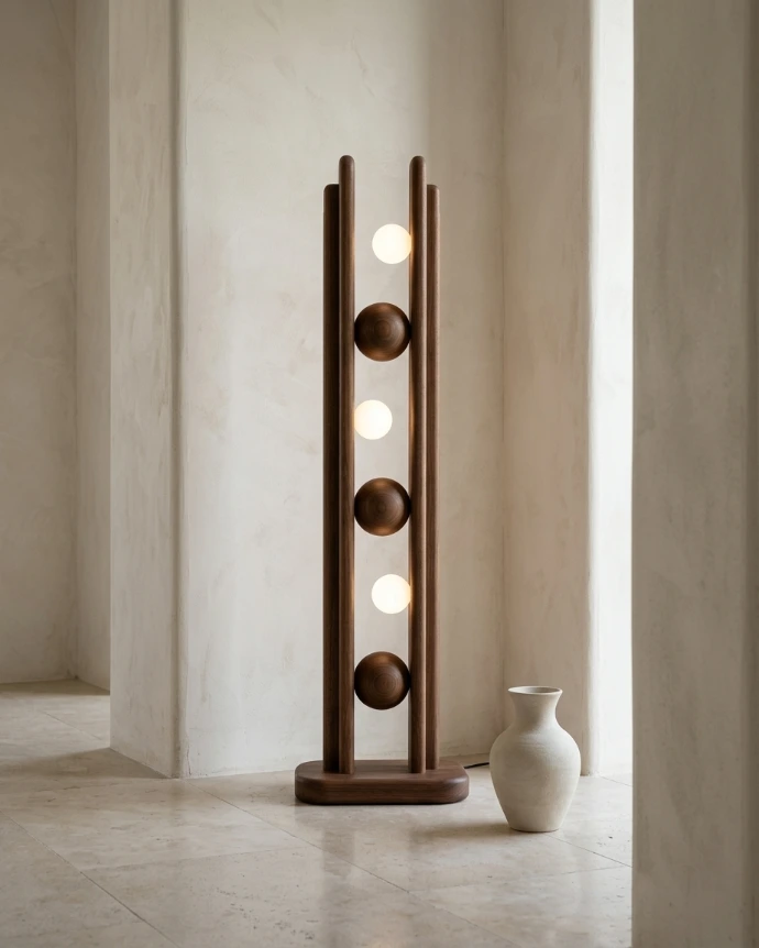 Sammukh Floor Lamp by Advit Design Lab | Wooden Bespoke Lightings