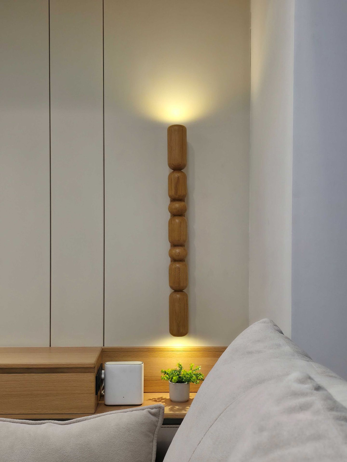 Wooden light - Murali - at tv unit - by advit design lab