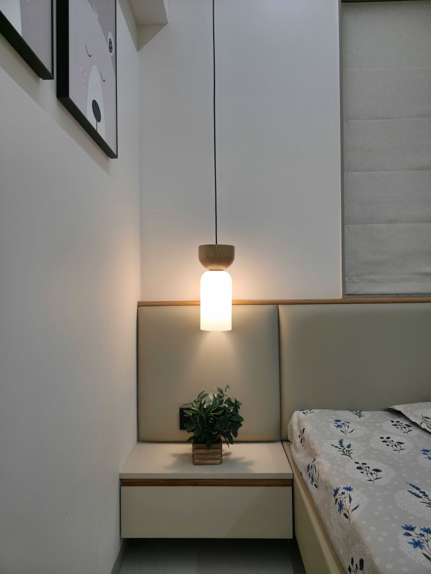 Wooden light - fusion - at bedside - by advit design lab