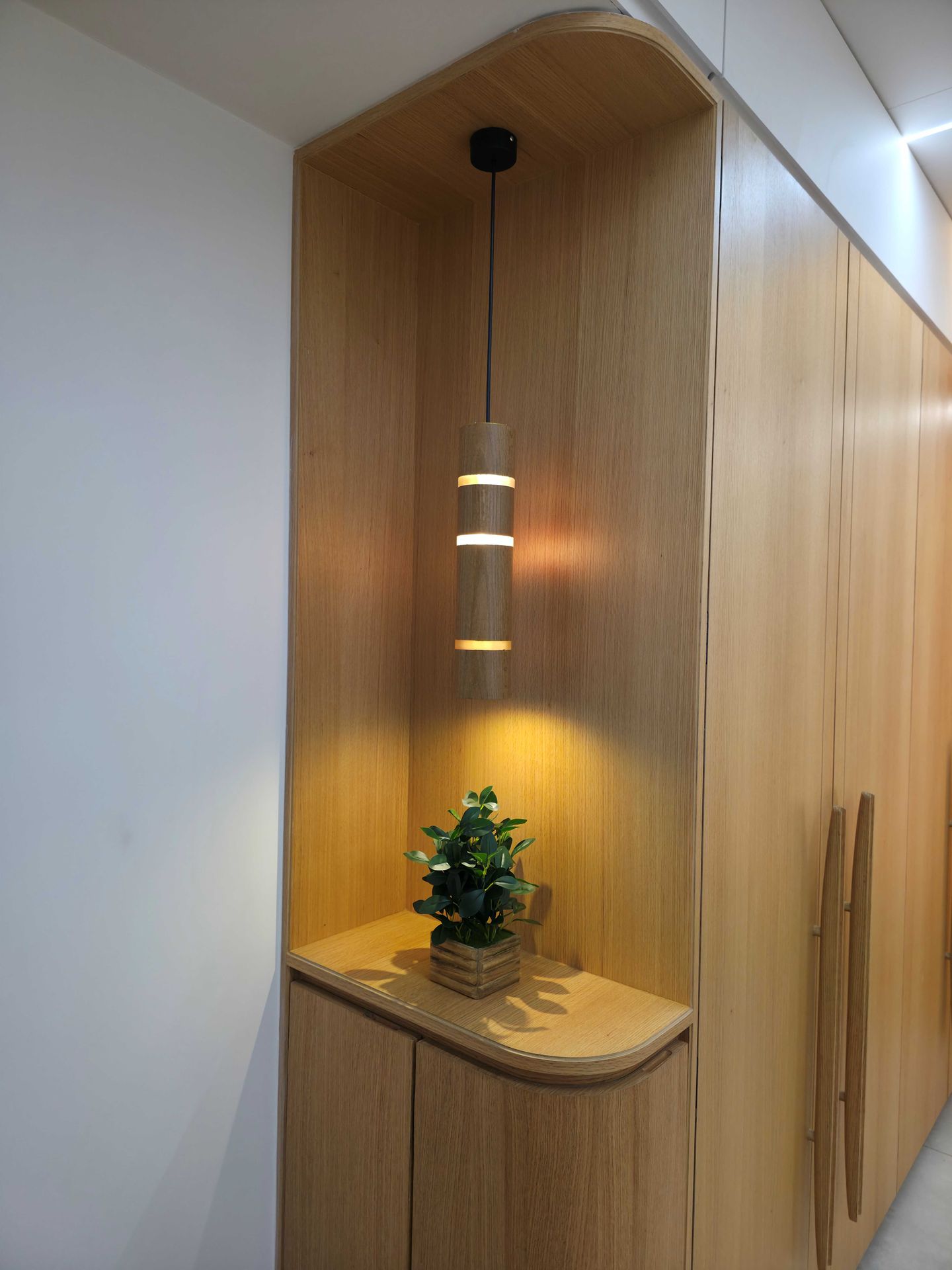 Wooden light - triveni - at wardrobe - by advit design lab