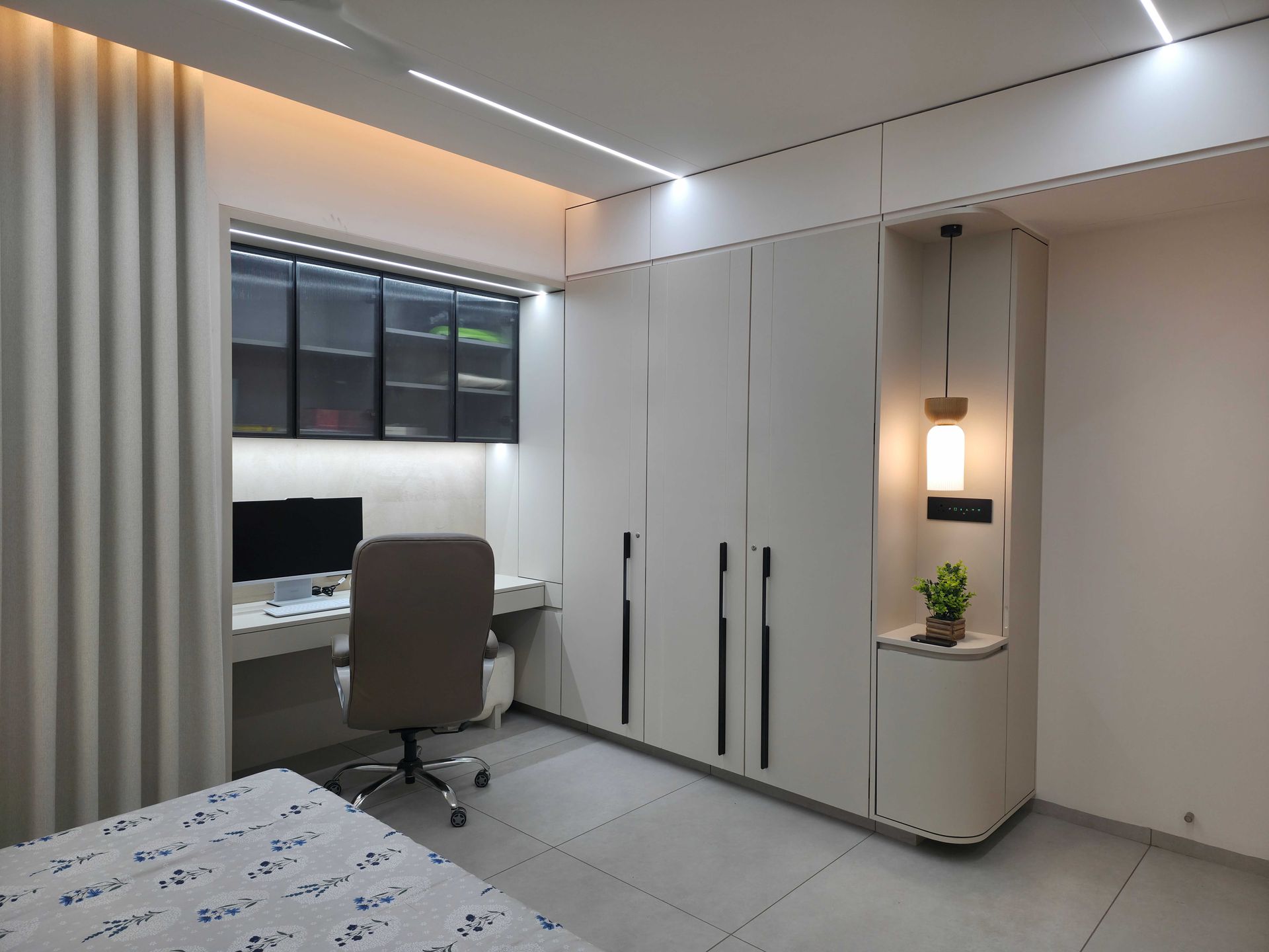 Wooden light - fusion - at wardrobe - by advit design lab